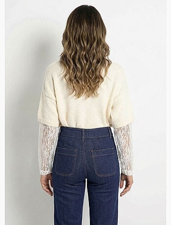 Pull chaud 2 en 1 avec manches dentelle - AFIBEL