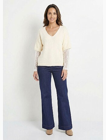 Pull chaud 2 en 1 avec manches dentelle - AFIBEL