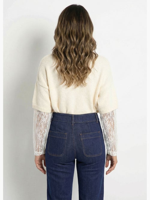 Pull chaud 2 en 1 avec manches dentelle - AFIBEL - Kiabi