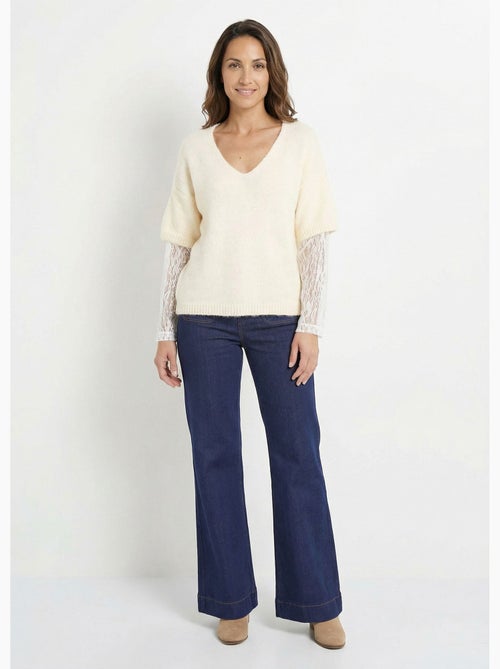 Pull chaud 2 en 1 avec manches dentelle - AFIBEL - Kiabi