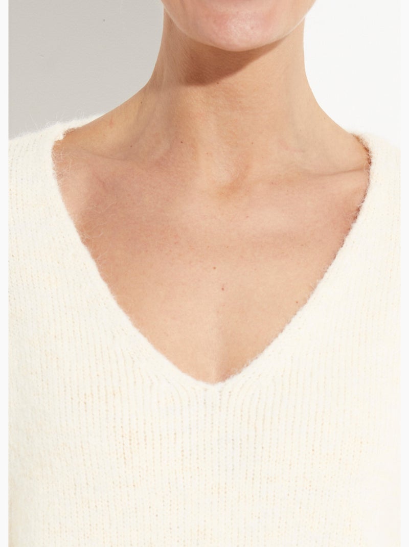 Pull chaud 2 en 1 avec manches dentelle - AFIBEL Ecru - Kiabi