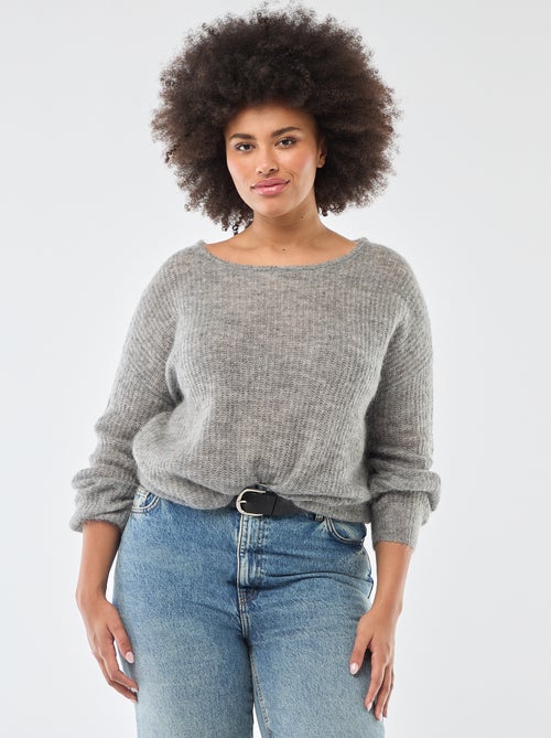 Pull chaud à col rond en mohair - Kiabi