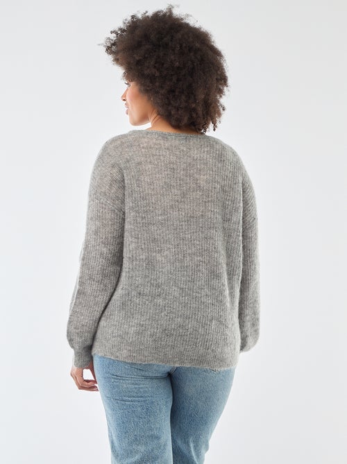 Pull chaud à col rond en mohair - Kiabi