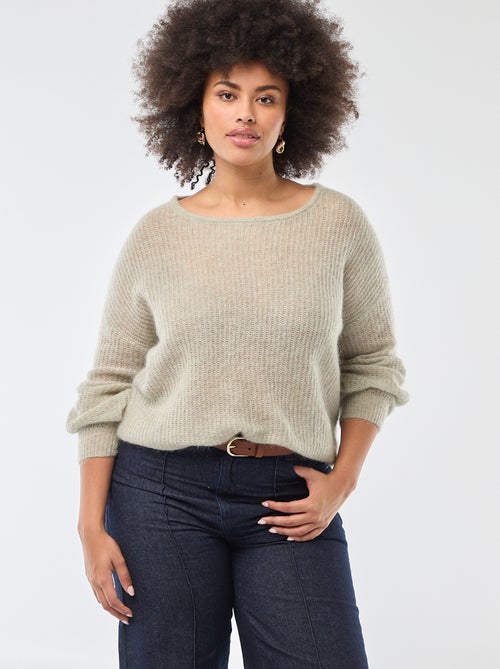 Pull chaud à col rond en mohair - Kiabi