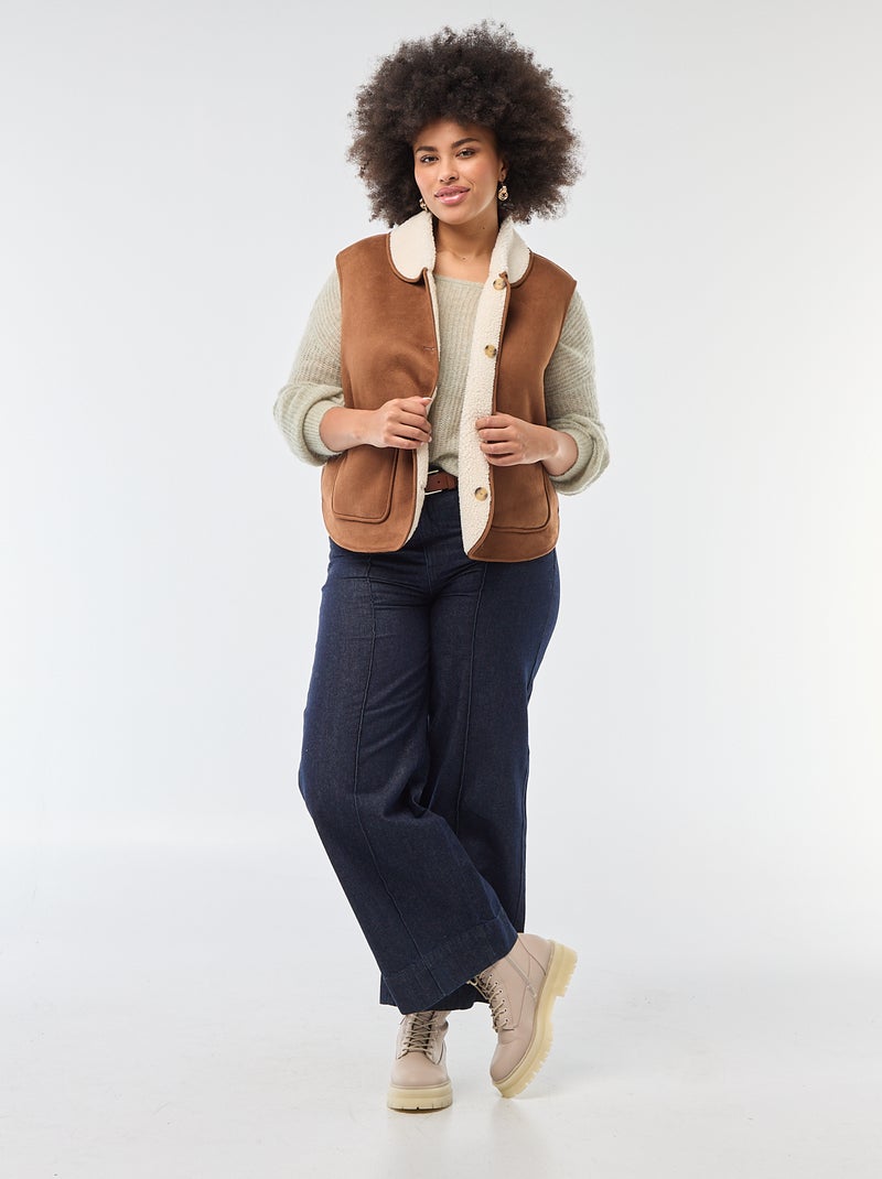 Pull chaud à col rond en mohair Vert - Kiabi