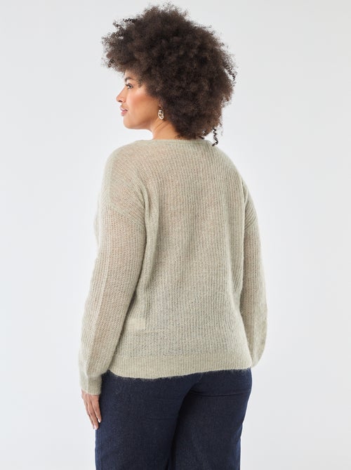 Pull chaud à col rond en mohair - Kiabi