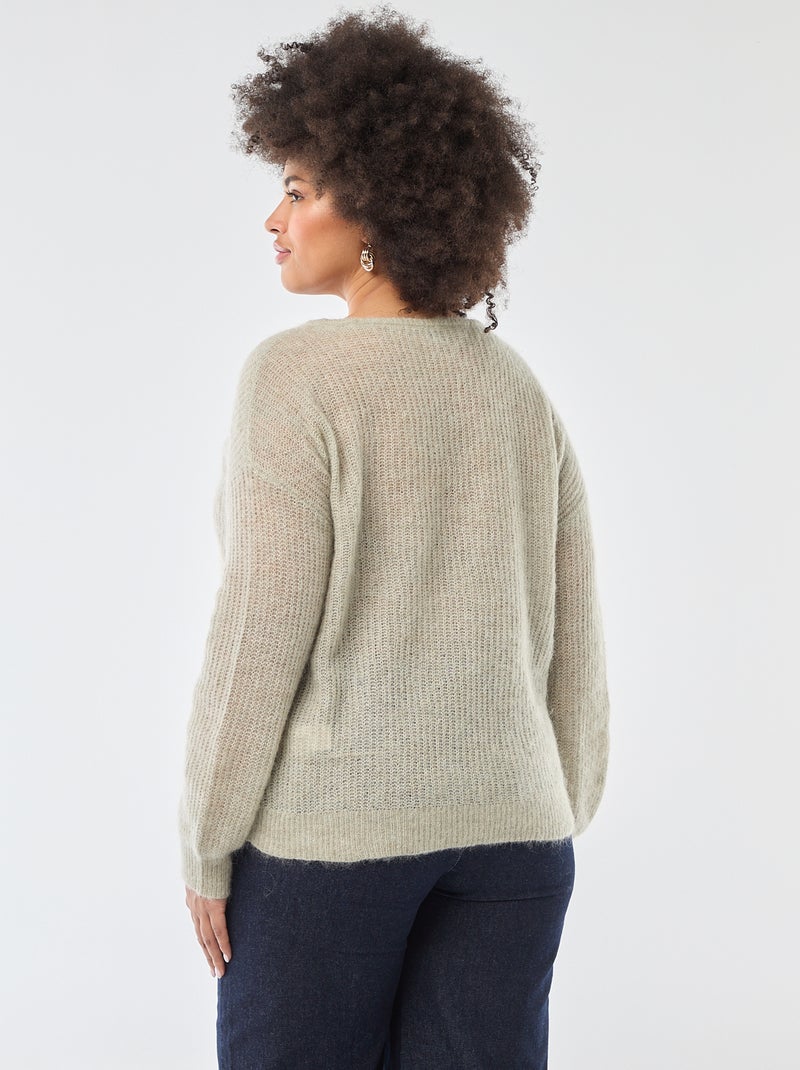 Pull chaud à col rond en mohair Vert - Kiabi