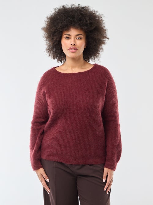 Pull chaud à col rond en mohair - Kiabi
