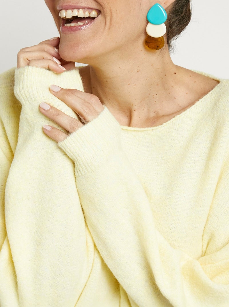 Pull chaud avec laine, encolure bateau Jaune - Kiabi