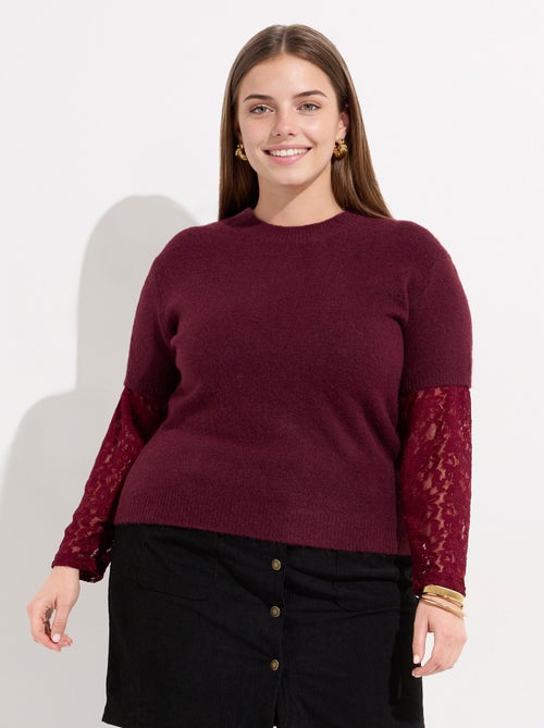 Pull chaud avec laine, manches dentelle - afibel - Kiabi Pull chaud avec laine, manches dentelle - afibel - Kiabi