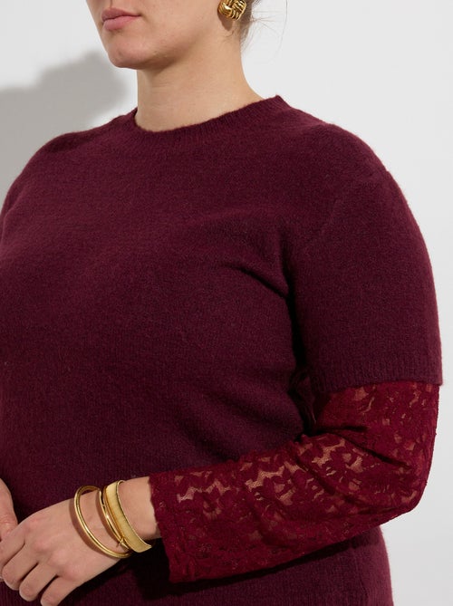 Pull chaud avec laine, manches dentelle - afibel - Kiabi Pull chaud avec laine, manches dentelle - afibel - Kiabi