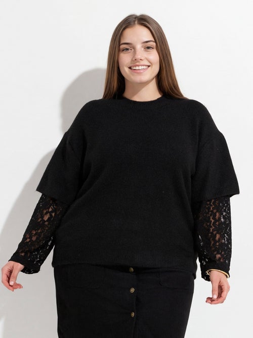 Pull chaud avec laine, manches dentelle - afibel - Kiabi Pull chaud avec laine, manches dentelle - afibel - Kiabi