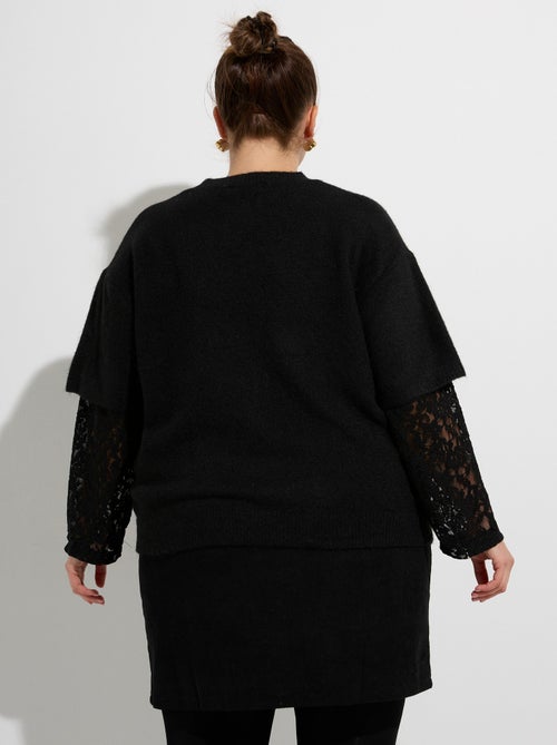 Pull chaud avec laine, manches dentelle - afibel - Kiabi Pull chaud avec laine, manches dentelle - afibel - Kiabi