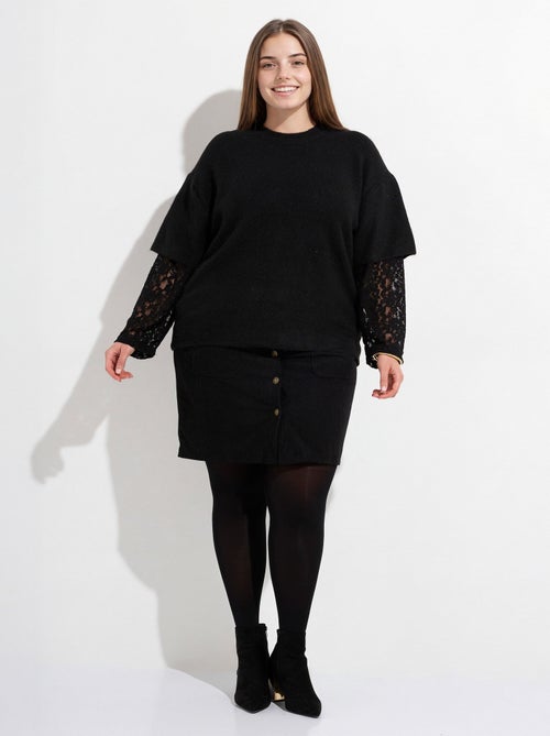 Pull chaud avec laine, manches dentelle - afibel - Kiabi Pull chaud avec laine, manches dentelle - afibel - Kiabi