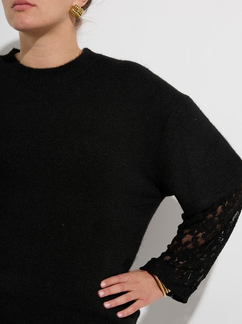 Pull chaud avec laine, manches dentelle - afibel - Kiabi Pull chaud avec laine, manches dentelle - afibel - Kiabi
