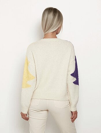 Pull chaud avec laine motifs fantaisie