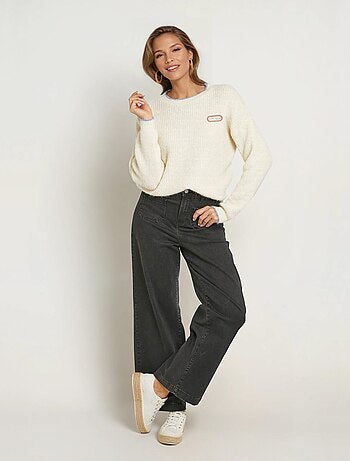 Pull chaud avec laine patch message