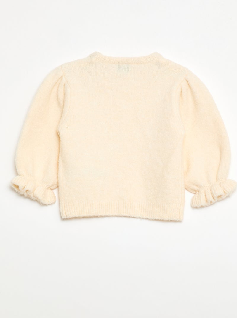 Pull chaud avec manches ballons Blanc - Kiabi