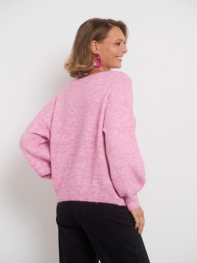 Pull chaud col bateau avec épaules tombantes Rose - Kiabi
