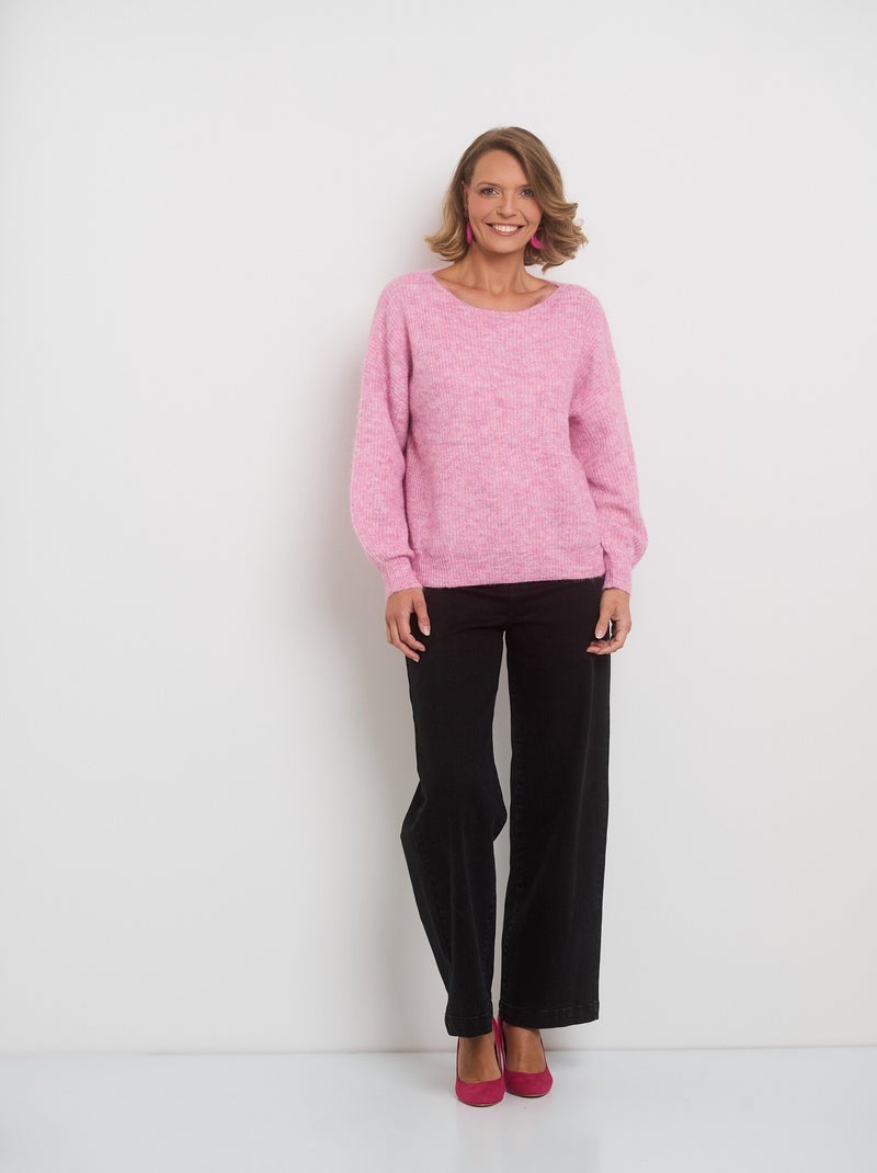 Pull chaud col bateau avec épaules tombantes Rose - Kiabi