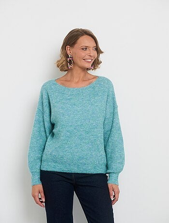 Pull chaud col bateau avec épaules tombantes