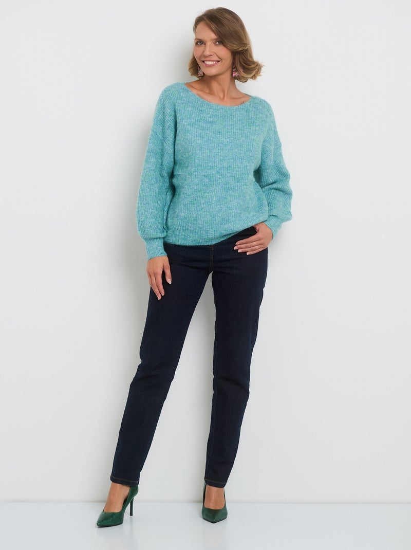 Pull chaud col bateau avec épaules tombantes Vert - Kiabi