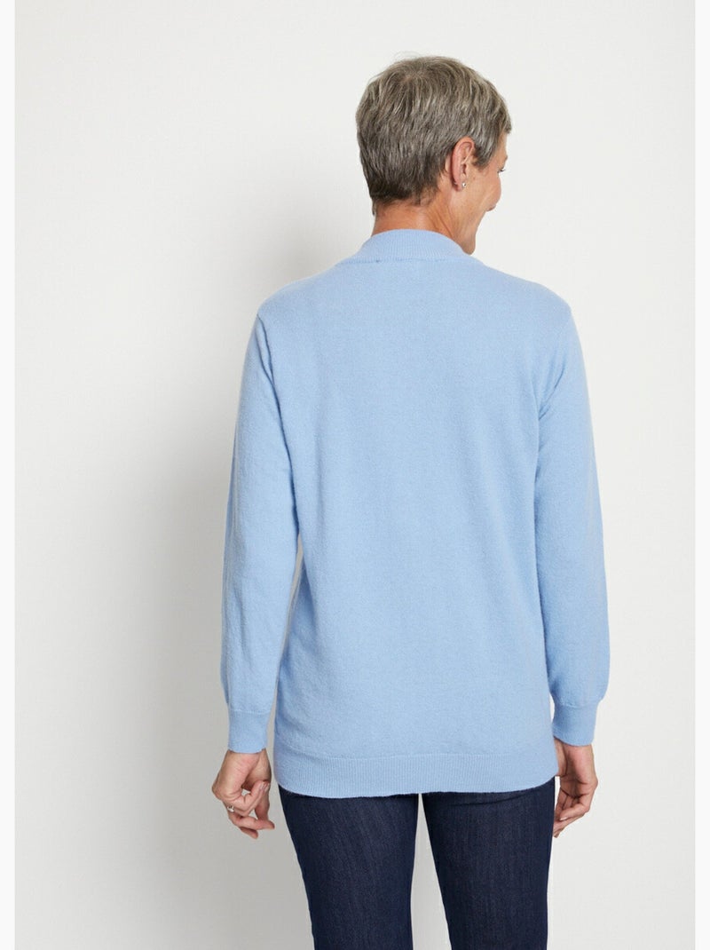 Pull chaud col montant avec laine et angora - Afibel Bleu - Kiabi