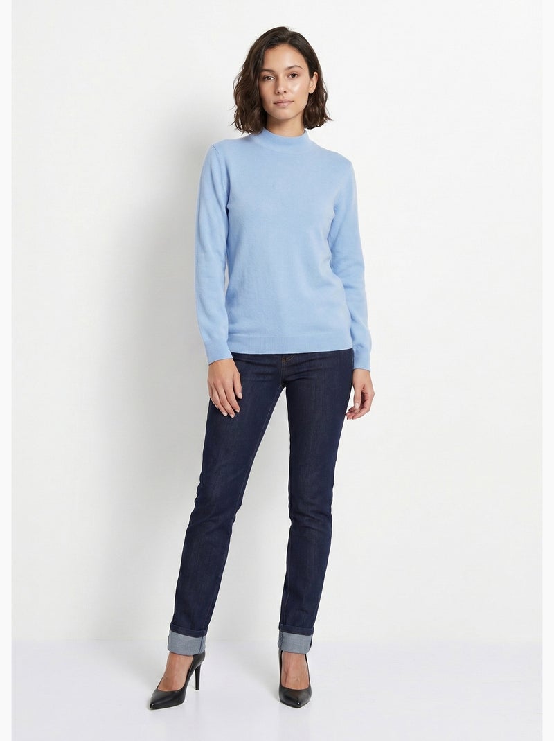 Pull chaud col montant avec laine et angora - Afibel Bleu - Kiabi