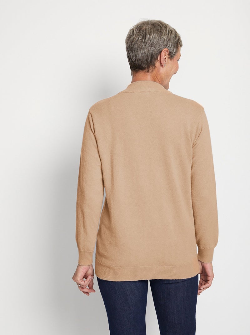 Pull chaud col montant avec laine et angora - Afibel Camel - Kiabi
