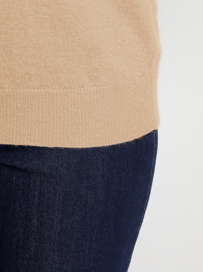 Pull chaud col montant avec laine et angora - Afibel Camel - Kiabi