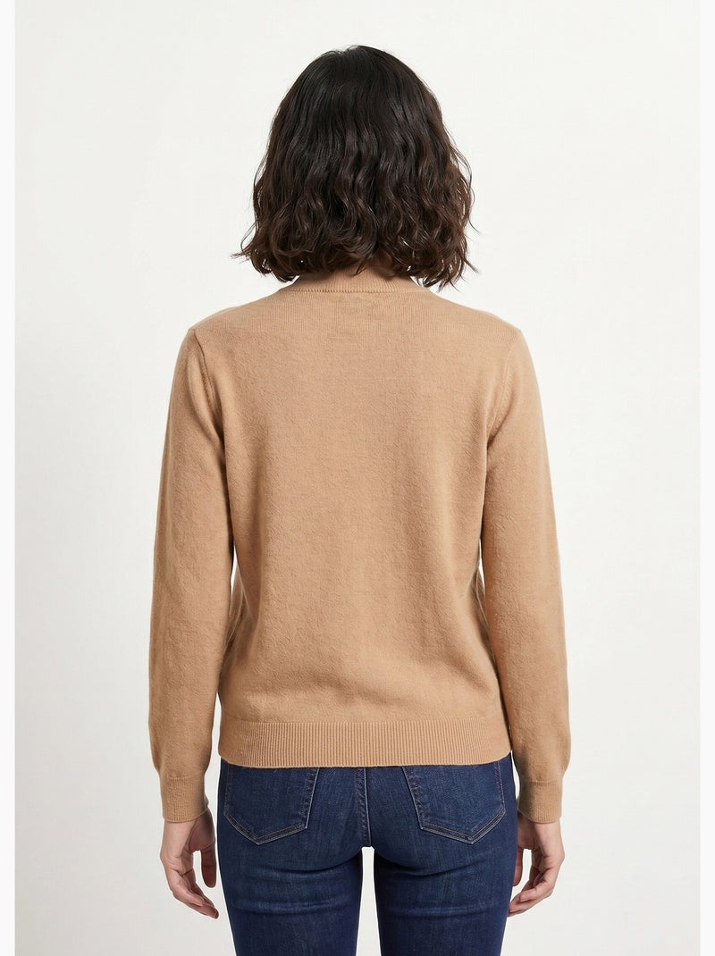 Pull chaud col montant avec laine et angora - Afibel Marron - Kiabi