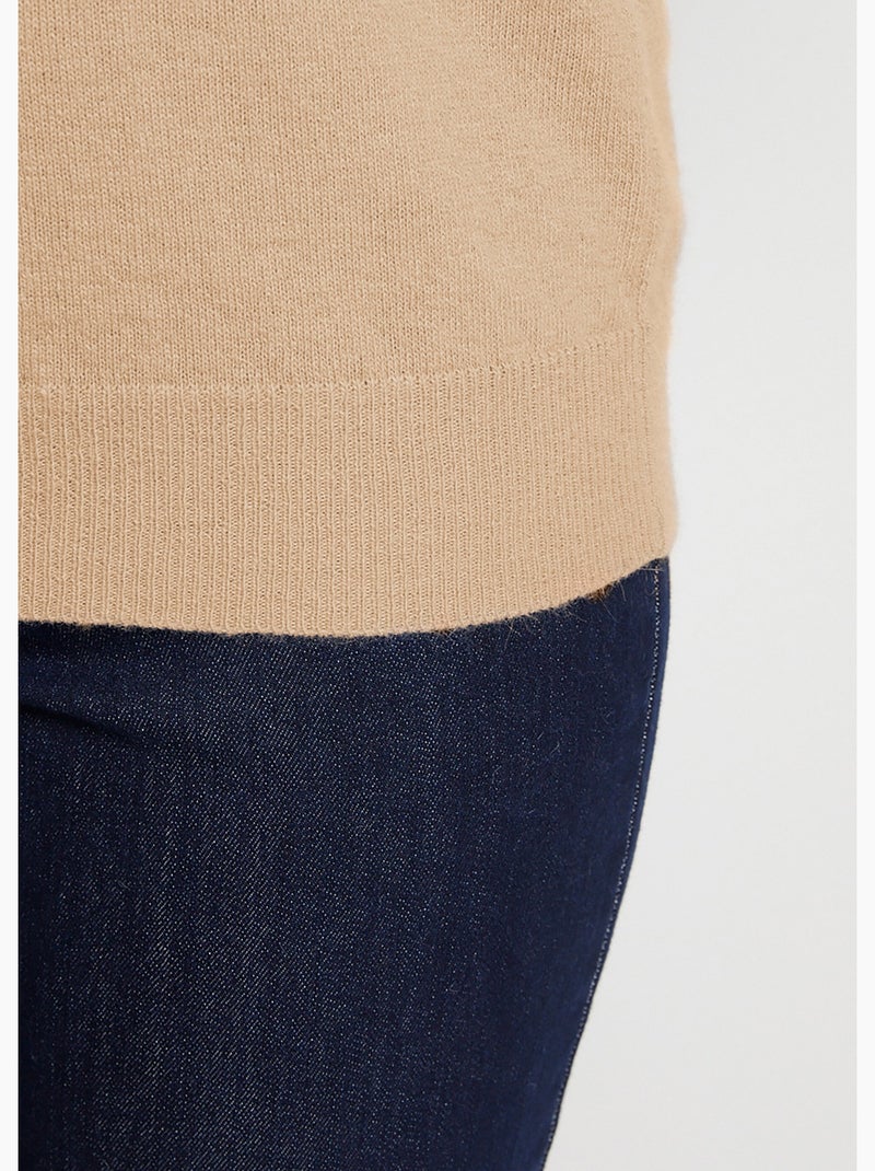 Pull chaud col montant avec laine et angora - Afibel Marron - Kiabi