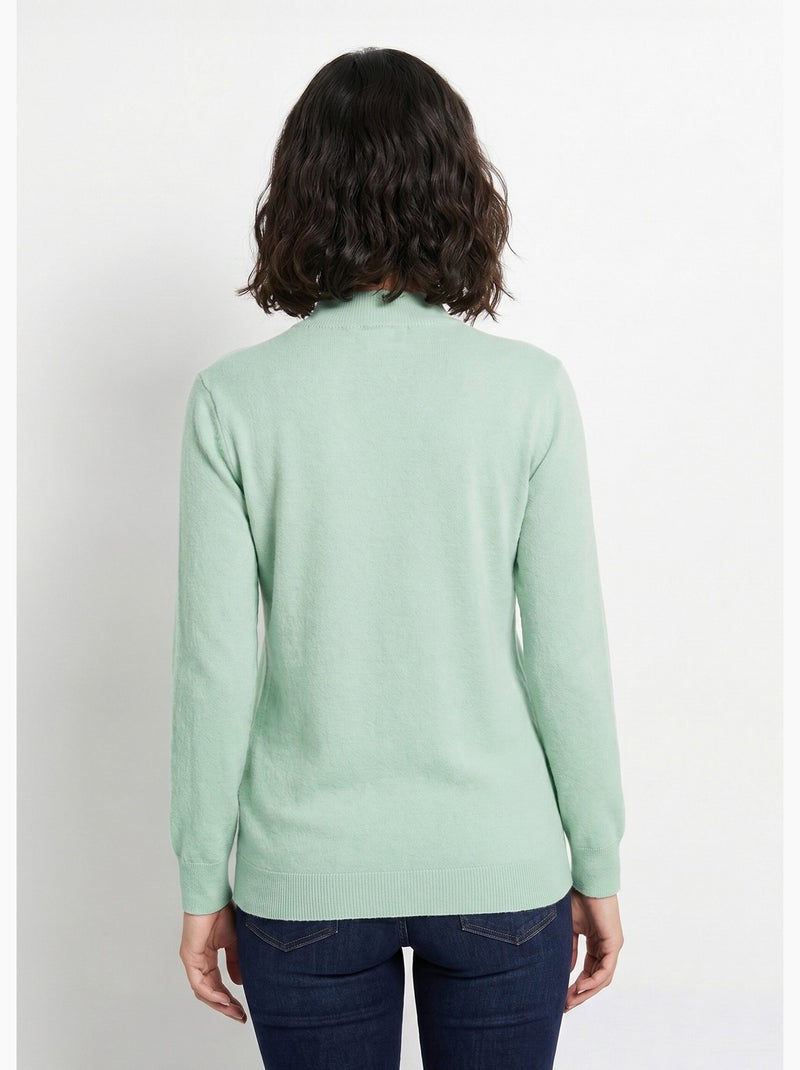 Pull chaud col montant avec laine et angora - Afibel Menthe - Kiabi