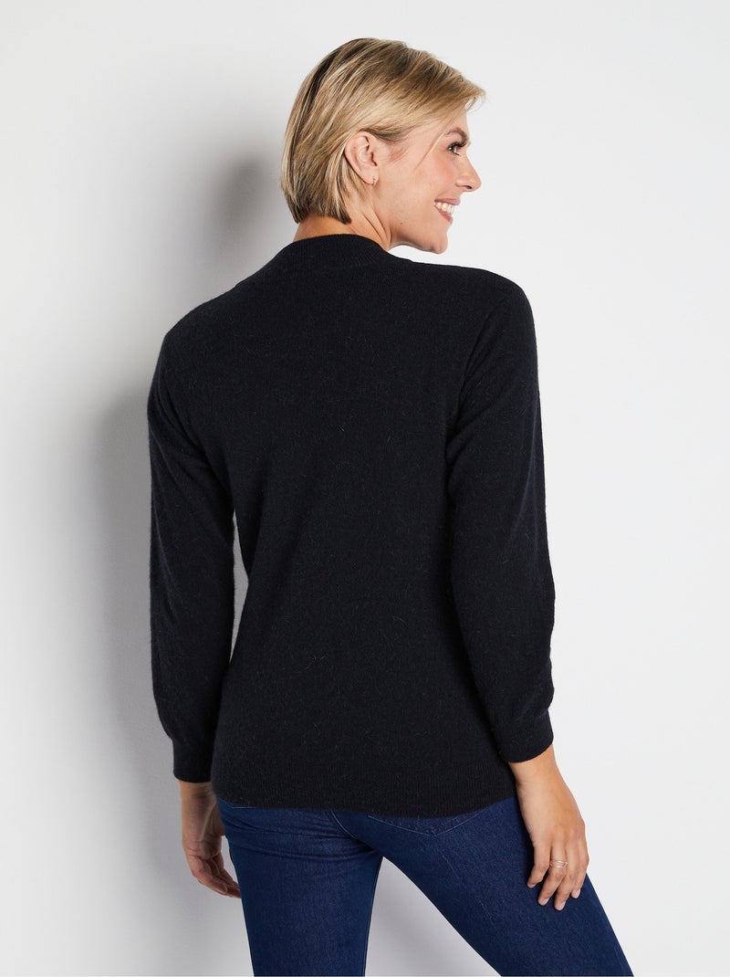Pull chaud col montant avec laine et angora - Afibel Noir - Kiabi