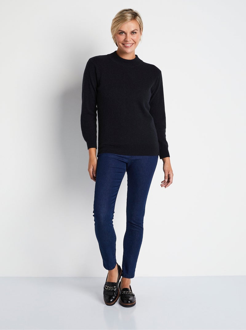 Pull chaud col montant avec laine et angora - Afibel Noir - Kiabi