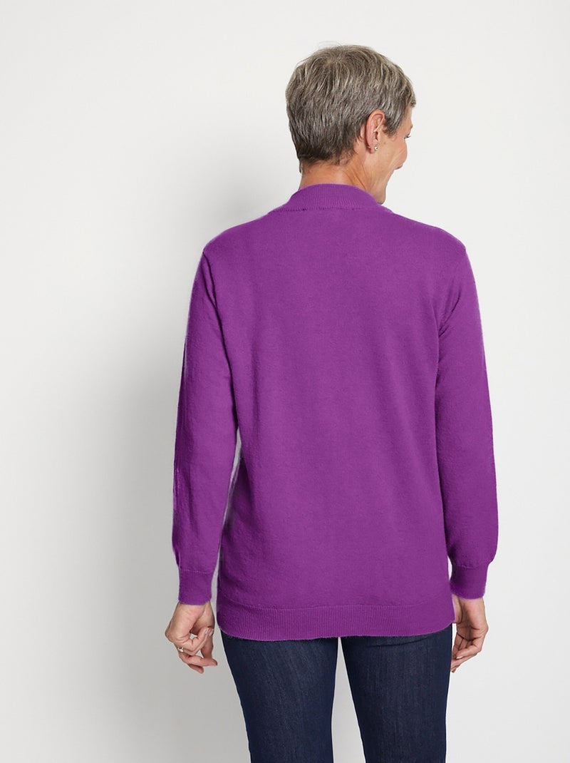 Pull chaud col montant avec laine et angora - Afibel Violet aubergine - Kiabi