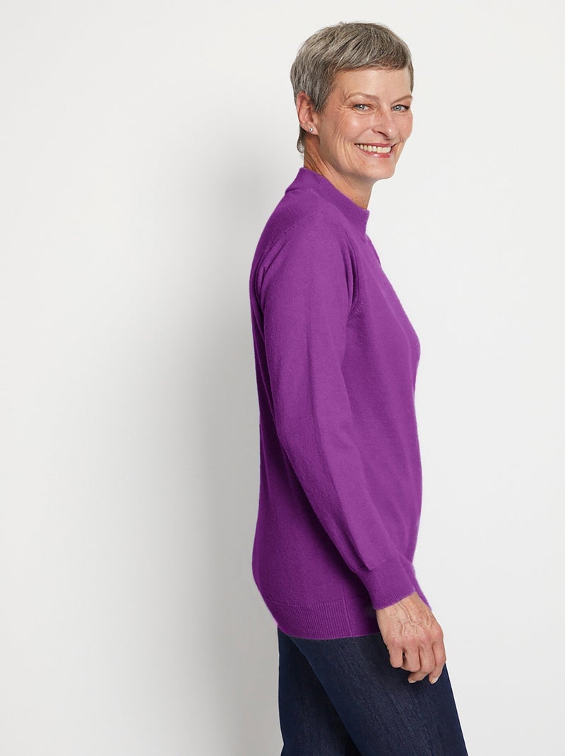 Pull chaud col montant avec laine et angora - Afibel Violet - Kiabi