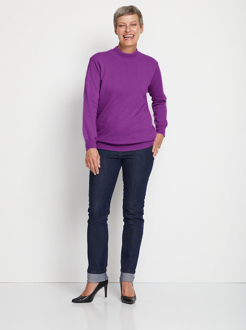 Pull chaud col montant avec laine et angora - Afibel Violet - Kiabi