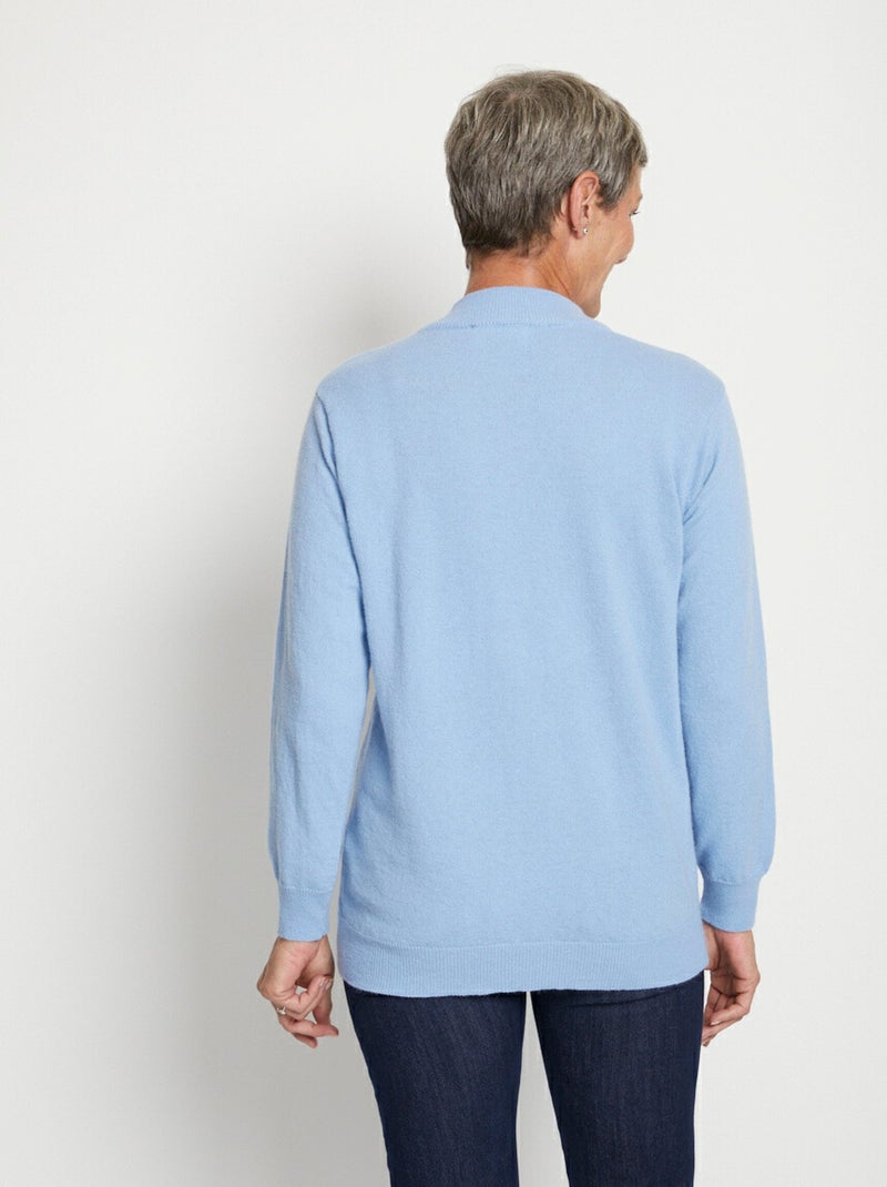 Pull chaud col montant avec laine et angora Bleu - Kiabi
