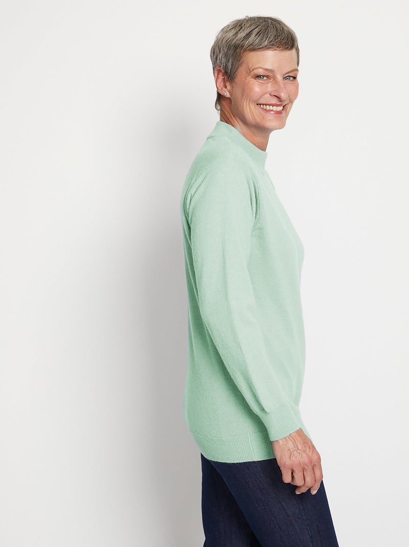 Pull chaud col montant avec laine et angora Vert clair - Kiabi
