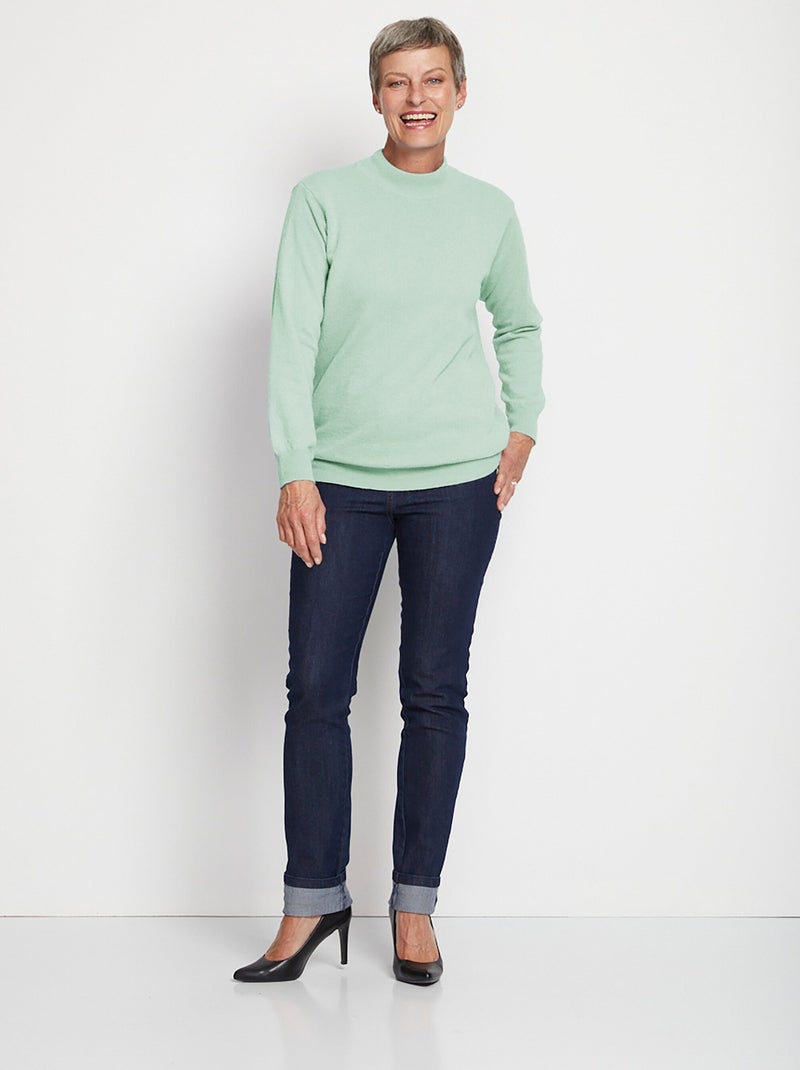 Pull chaud col montant avec laine et angora Vert clair - Kiabi