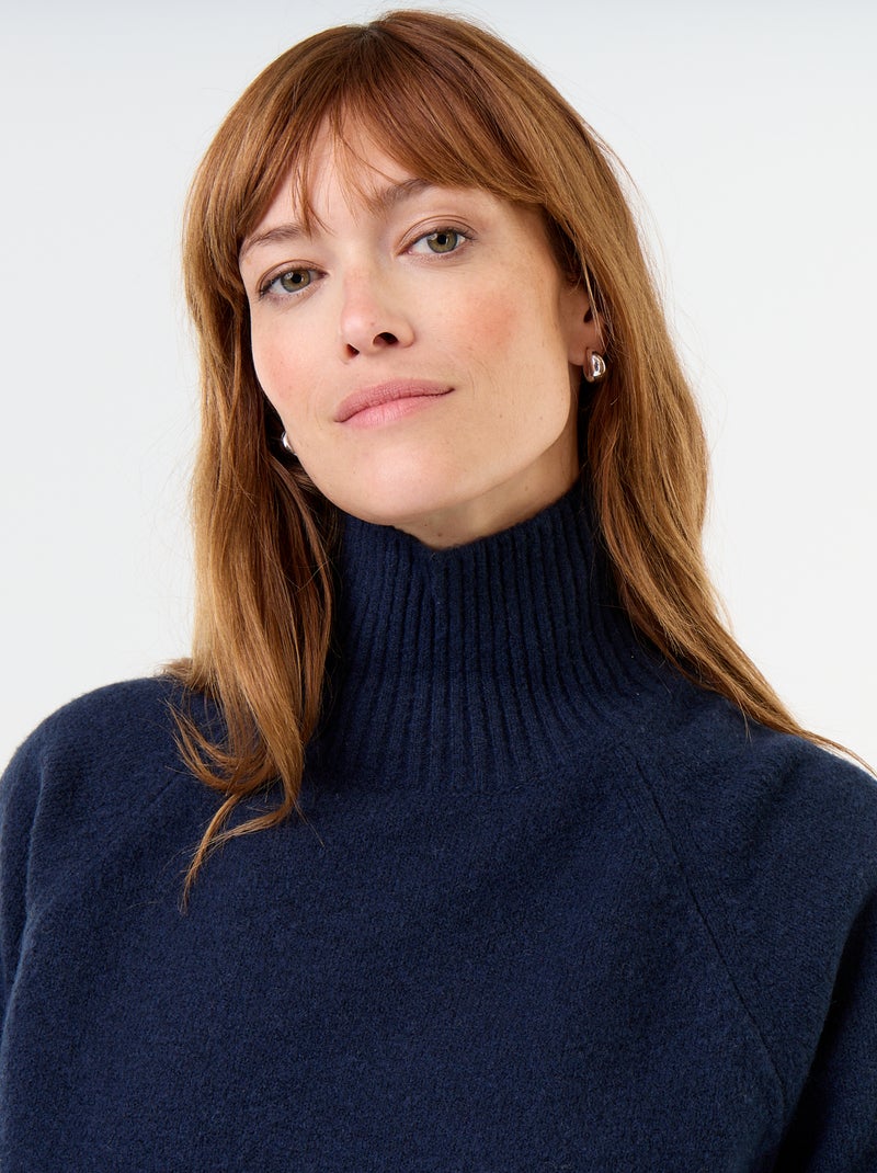 Pull chaud col montant Bleu - Kiabi