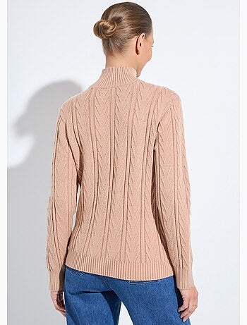 Pull chaud col montant côtelé et torsadé - Afibel