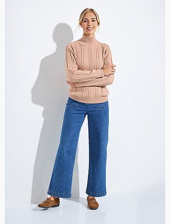 Pull chaud col montant côtelé et torsadé - Afibel