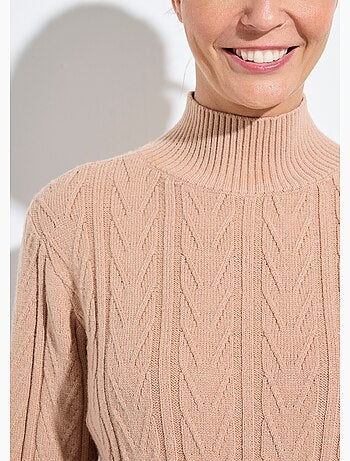 Pull chaud col montant côtelé et torsadé - Afibel