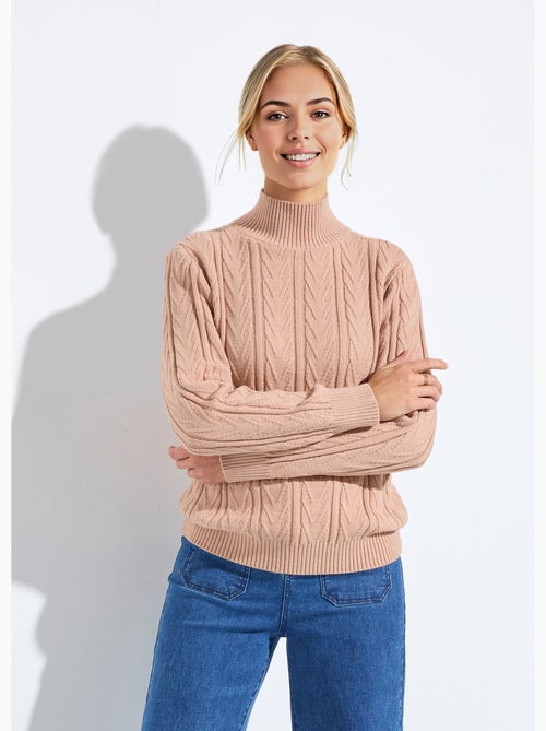 Pull chaud col montant côtelé et torsadé - Afibel - Kiabi