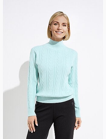 Pull chaud col montant côtelé et torsadé - Afibel