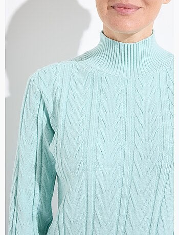 Pull chaud col montant côtelé et torsadé - Afibel