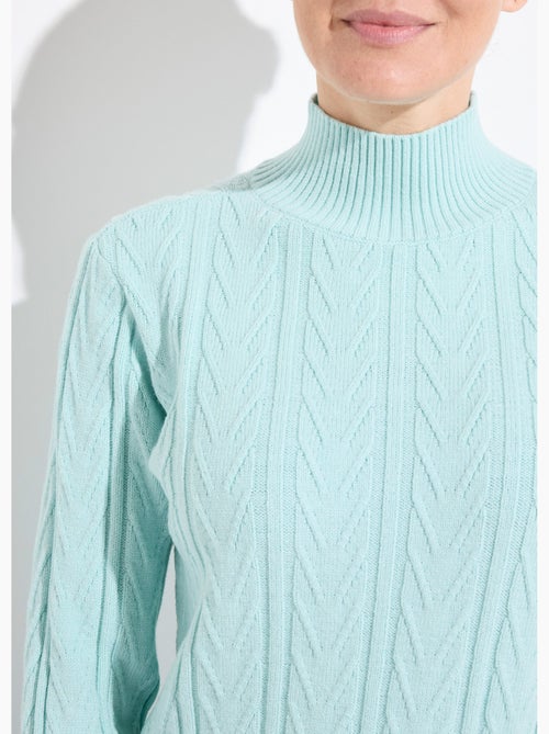 Pull chaud col montant côtelé et torsadé - Afibel - Kiabi