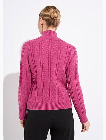 Pull chaud col montant côtelé et torsadé - Afibel